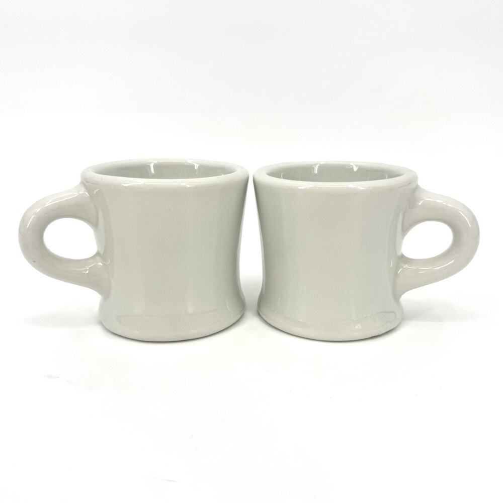 2 JAXON Heavy Coffee Cups Mug Diner Restaurant Off White Rare Stamped VTG 50’s